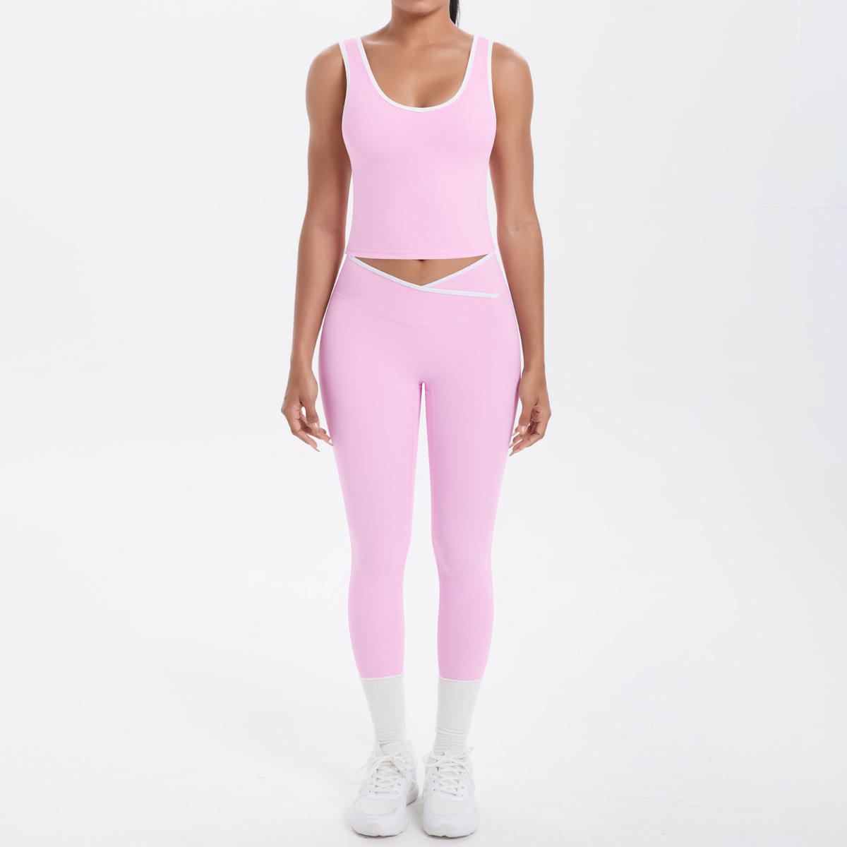 High-Waisted Plus Size Solid 2-Piece Yoga Fitness Set
