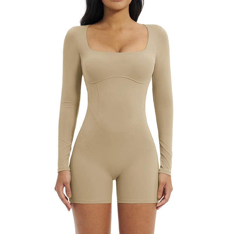 Yoga Jumpsuit with Large Collar Hollow-Out Design