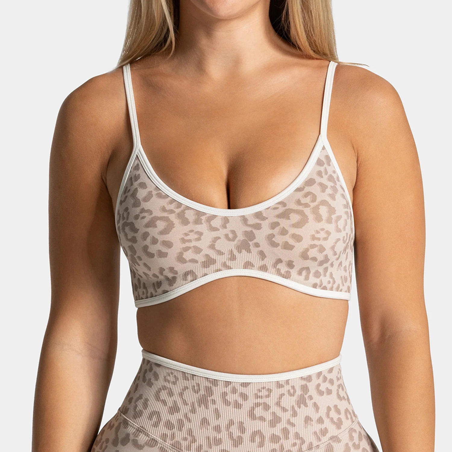 Leopard Print Seamless Yoga Bra with Shockproof Straps Outdoor Sports Vest
