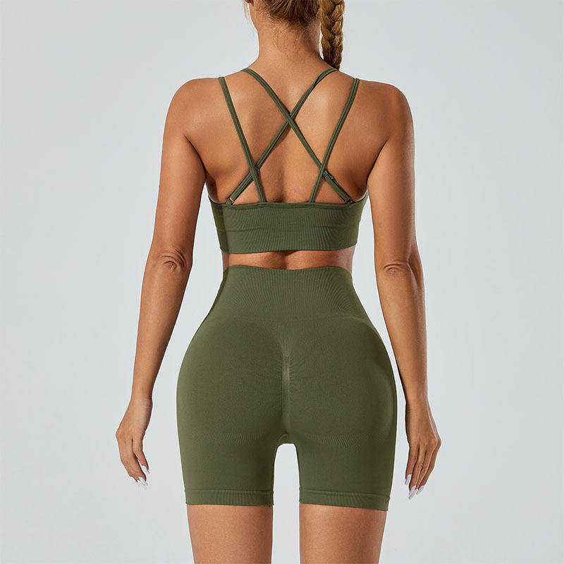 Plus Size Seamless Breathable Four-Way Stretch Push-Up Sports Bra with High Waist