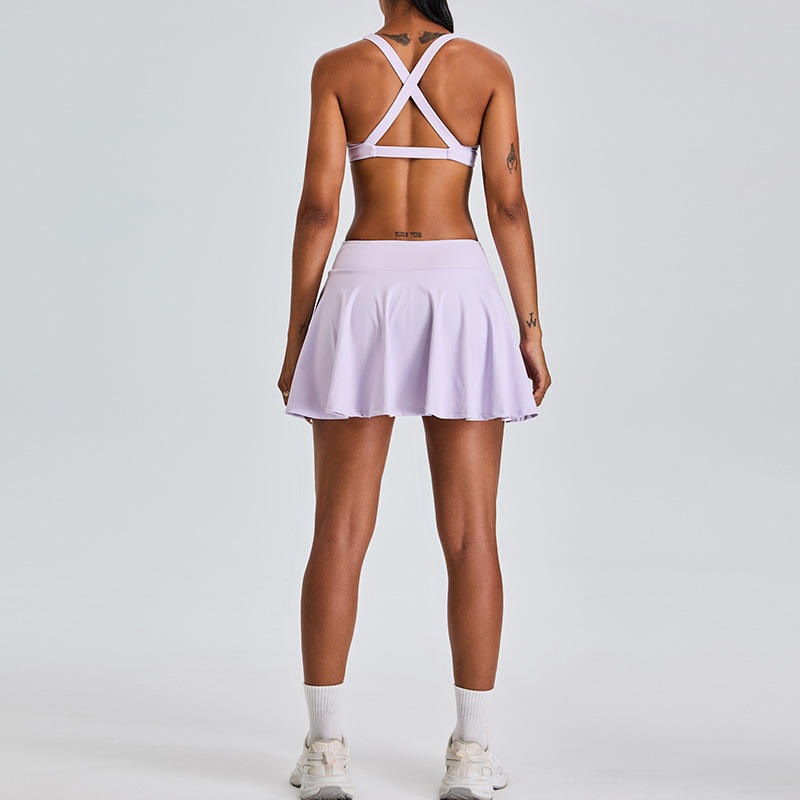 Women's Badminton Tennis Sports Suit with Pleated A-line Culottes