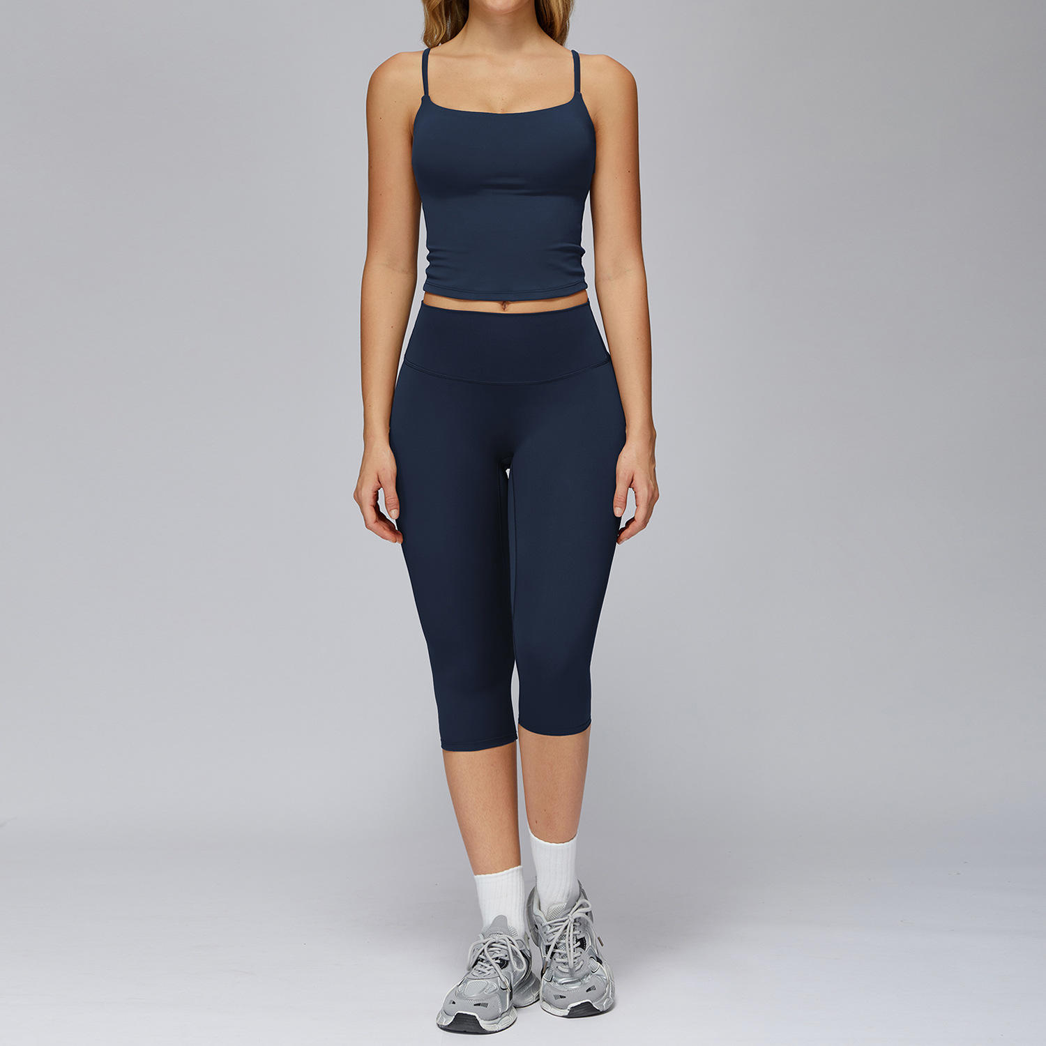 Solid Breathable 2-Piece Yoga Set with Wide-Leg Leggings
