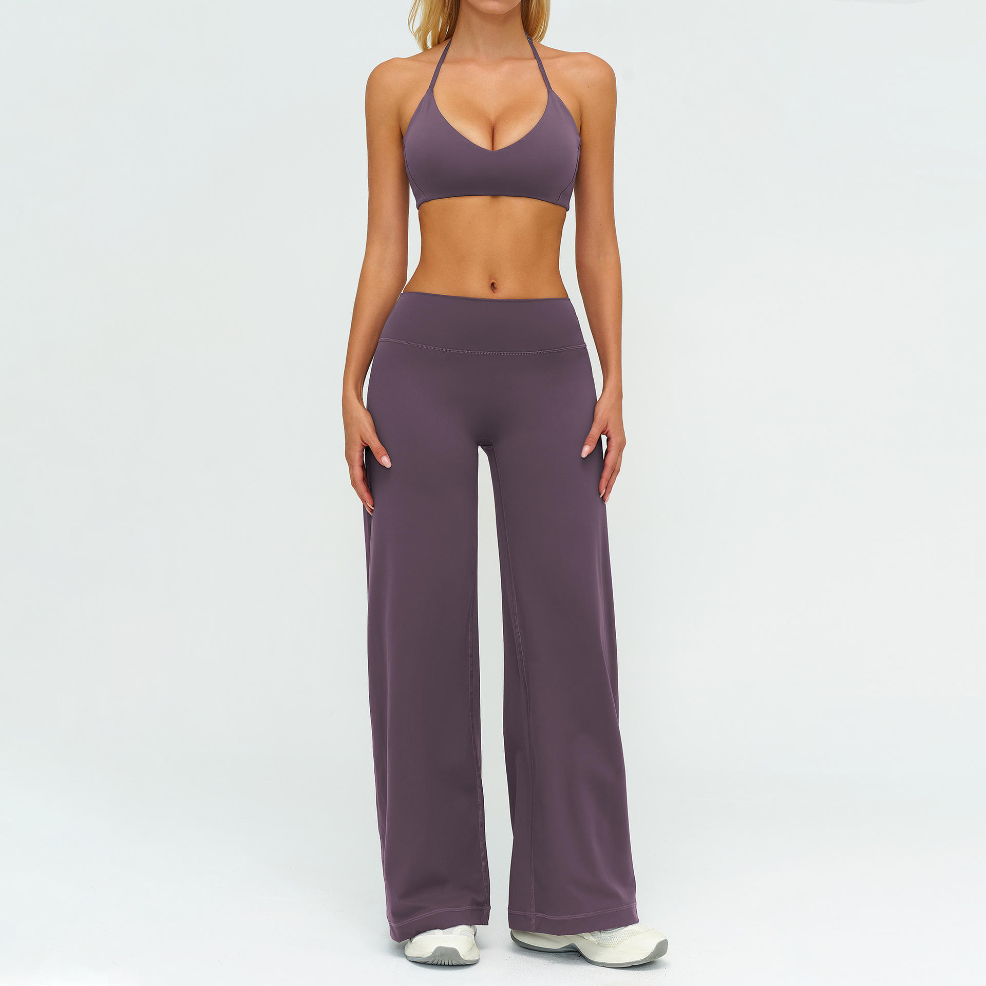 Plus Size Breathable Brushed Yoga Set with Elastic Waist