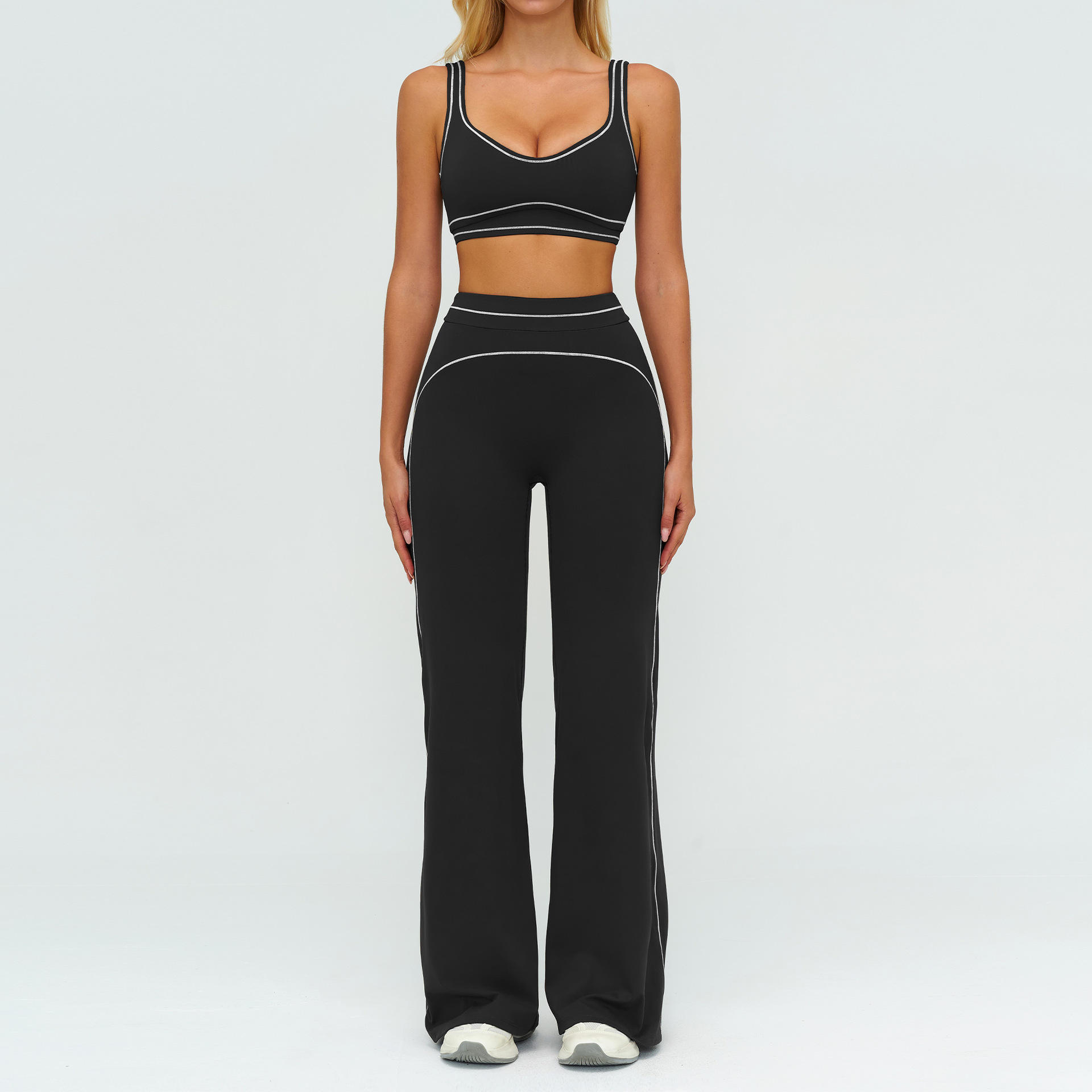 MCDUII Solid Breathable Brushed Plus Size 2-Piece Yoga Set with Double Shoulder Straps