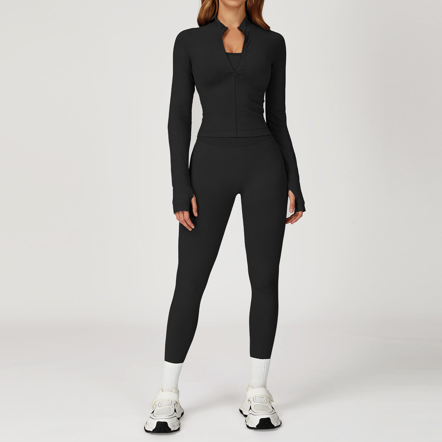 Seamless Tight-Fitting Yoga Suit with Four-Way Stretch