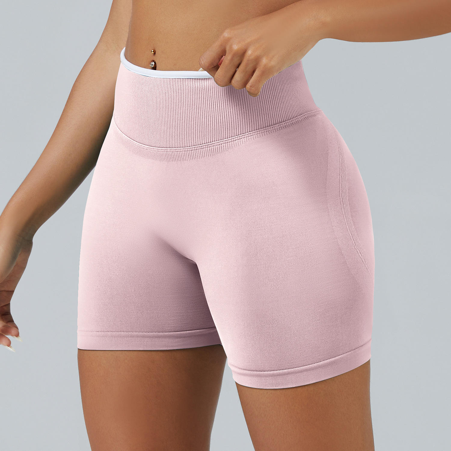 Seamless Color Block Quick Dry Yoga Shorts