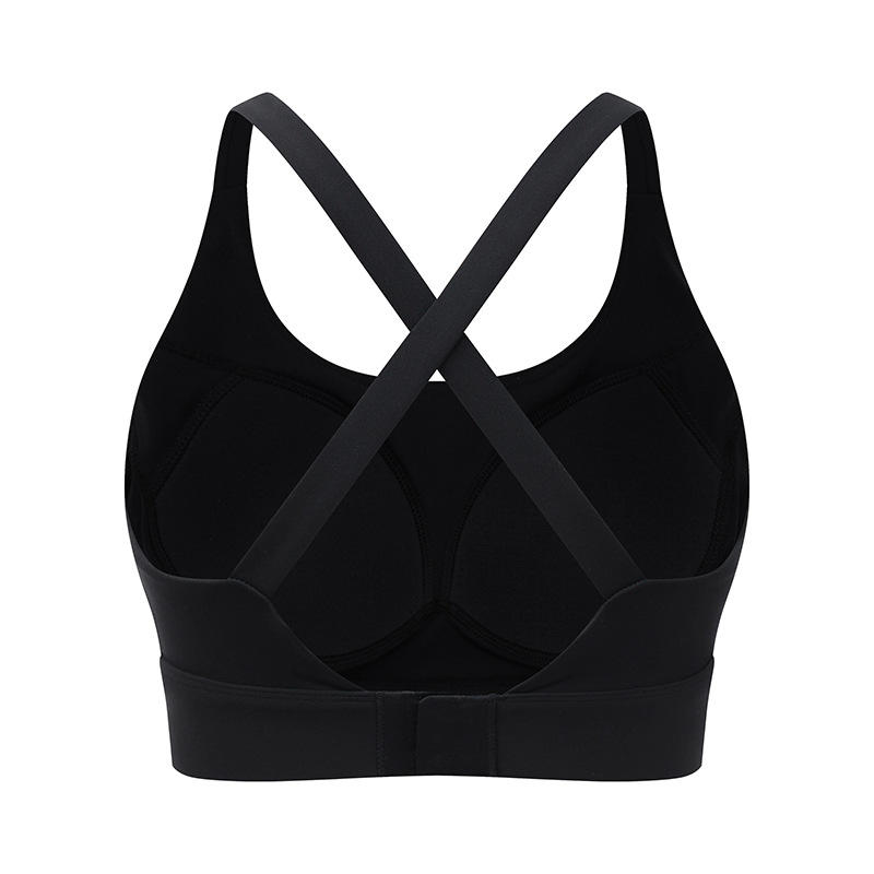 Blue Beauty Cross-Border New Cross-Back Fixed Cup Medium Support Anti-Bacterial Sports Bra