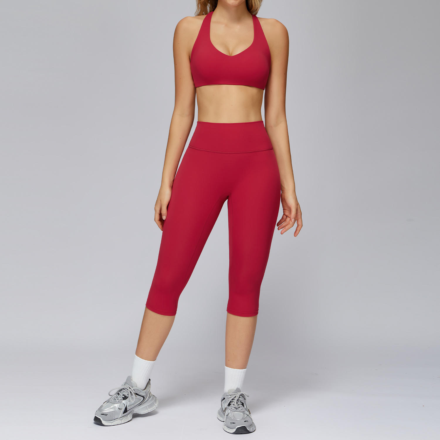 Solid Breathable 2-Piece Wide-Leg Yoga Set with Elastic Waist