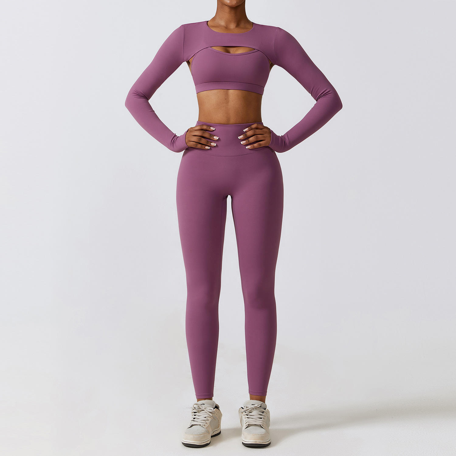 Autumn Winter Solid Tight Yoga Wear Three-Piece Set