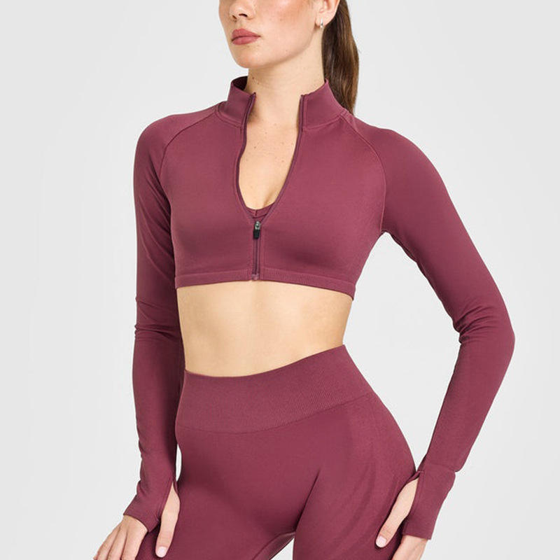 Zipper Long-Sleeved Yoga Fitness Sports Tops Running Training Breathable Elastic Skinny Fit Women 3-Piece Yoga Set