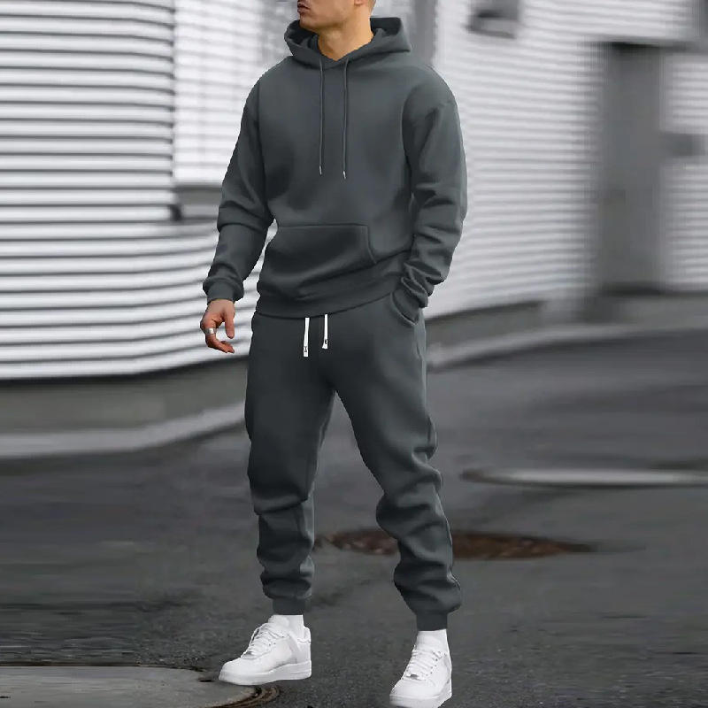 2025 Autumn Winter Men's Heart Pattern Two-Piece Hoodie Set