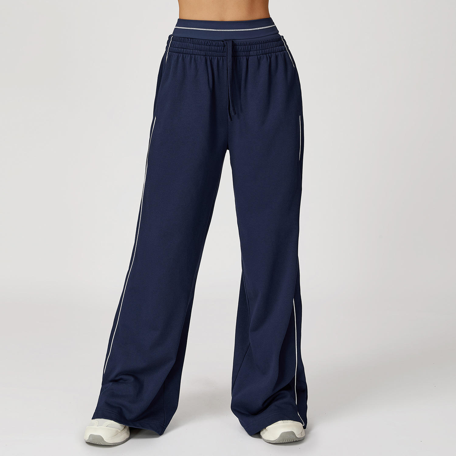 Solid Women's Breathable 2-in-1 Sports Sweatpants with High Waist