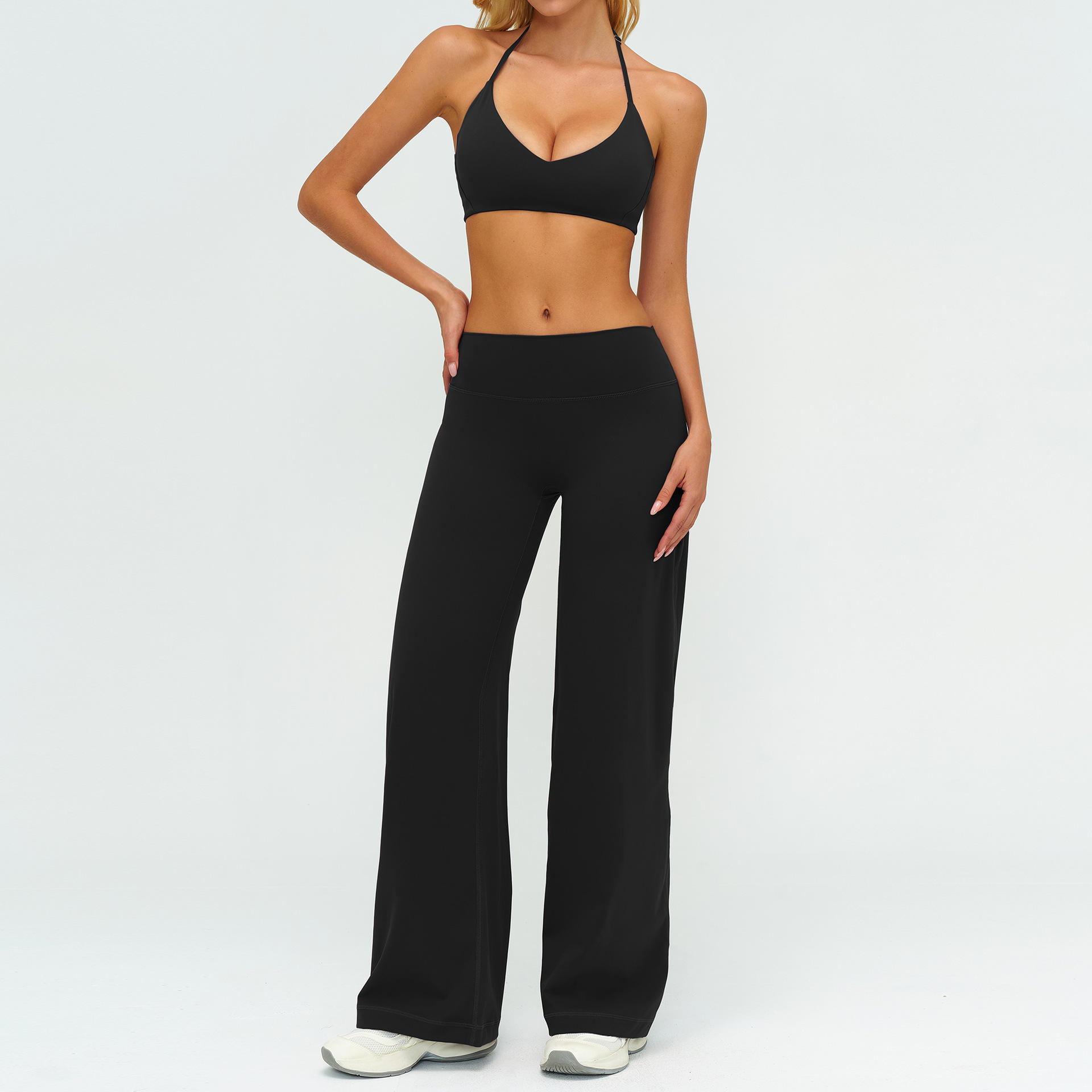 Plus Size Breathable Brushed Yoga Set with Elastic Waist