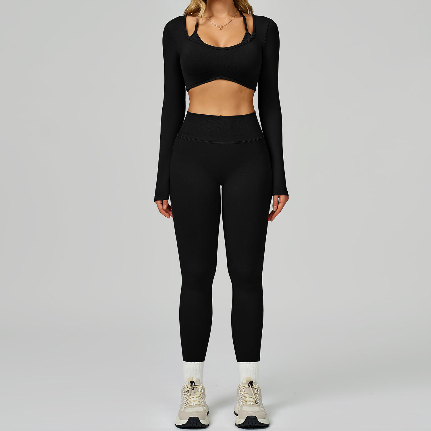 Seamless Breathable Plus Size Yoga Suit 2-Piece Set