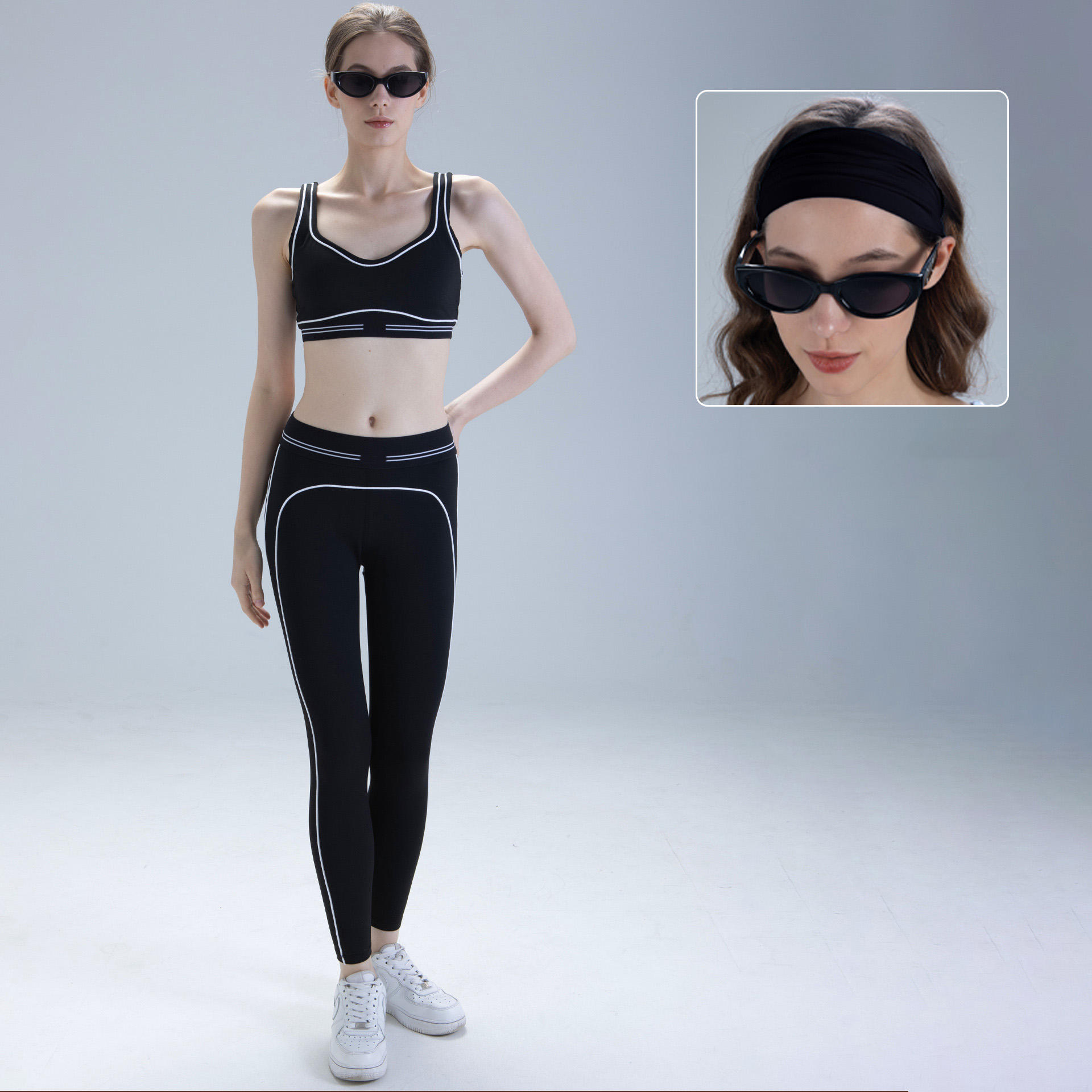 Outdoor Striped Sweat-Wicking 2-Piece Yoga Set for Women