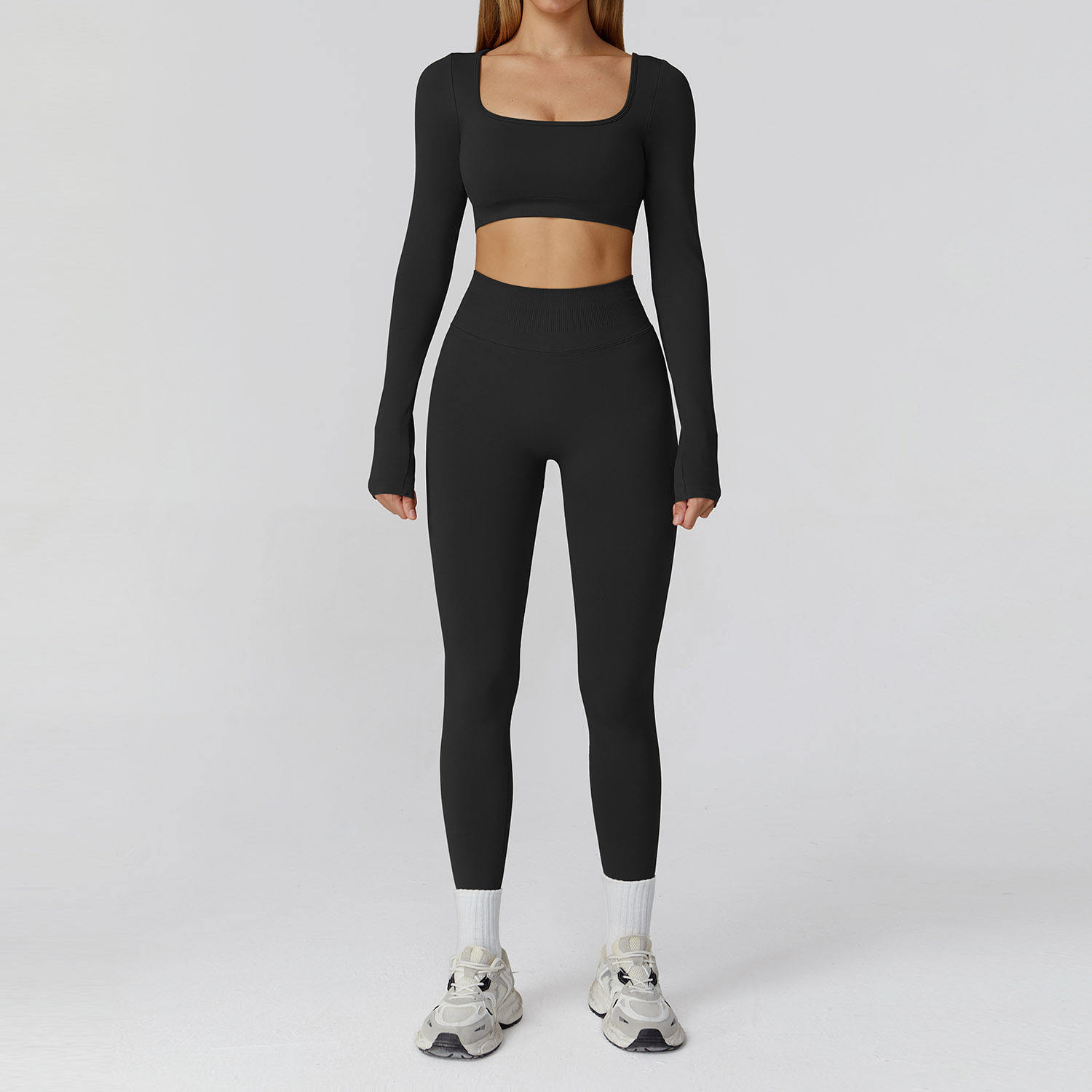 Plus Size High-Waisted Seamless Yoga Set with Four-Way Stretch