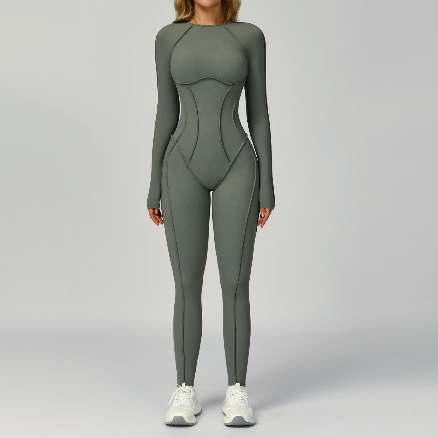 Brushed Solid Yoga Jumpsuit with Hollow Back - Plus Size