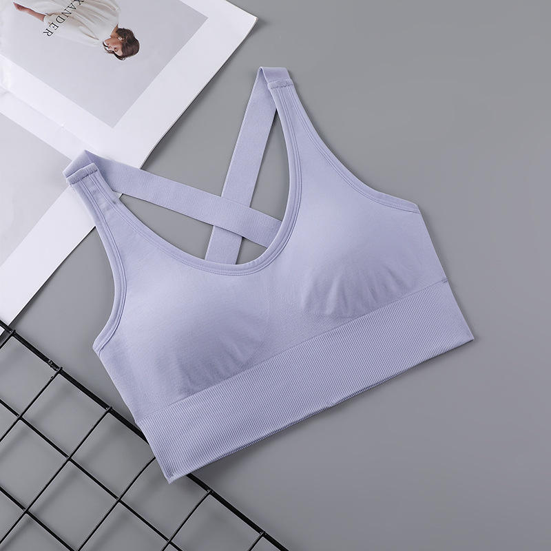 Cross Back Push-Up High Support Sports Bra No Steel Ring Breathable Yoga Fitness