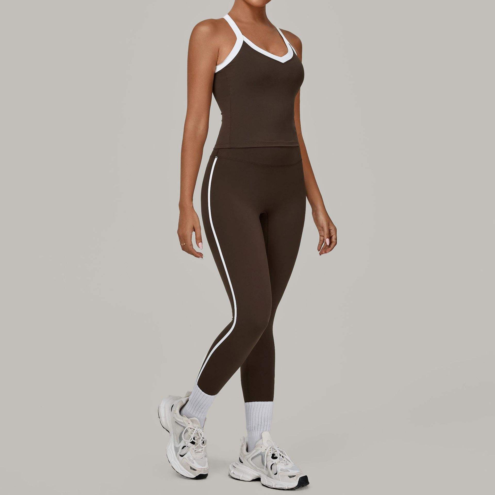 Solid Pattern Plus Size Women's Yoga Suit 2-Piece Set