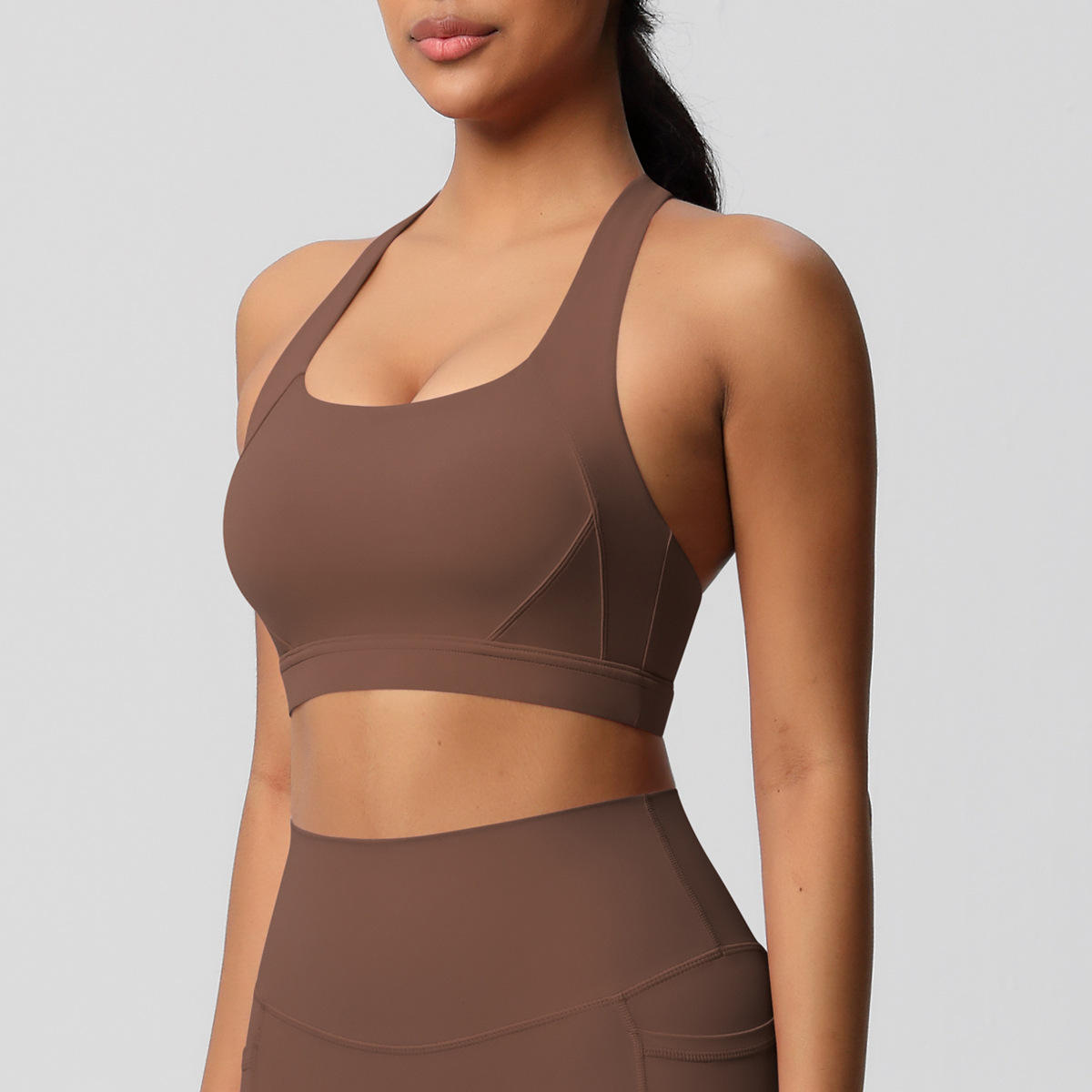 Solid Tight Yoga Vest Sports Underwear Shockproof High Strength Bra