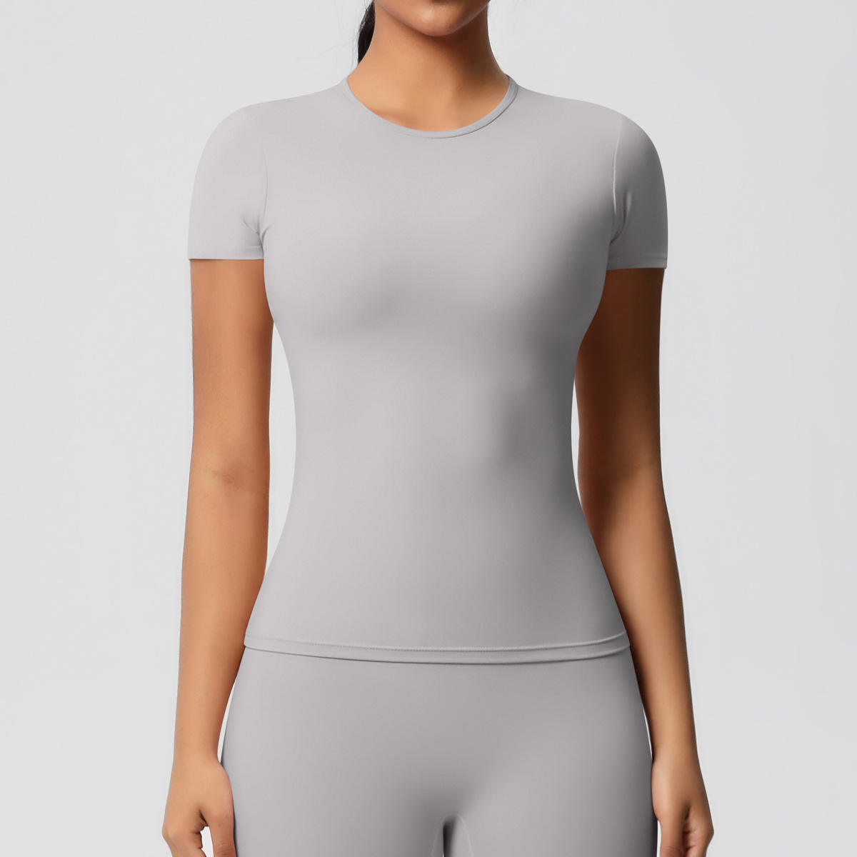 Solid Color Double-Sided Brushed Spandex/Nylon Sports T-Shirt