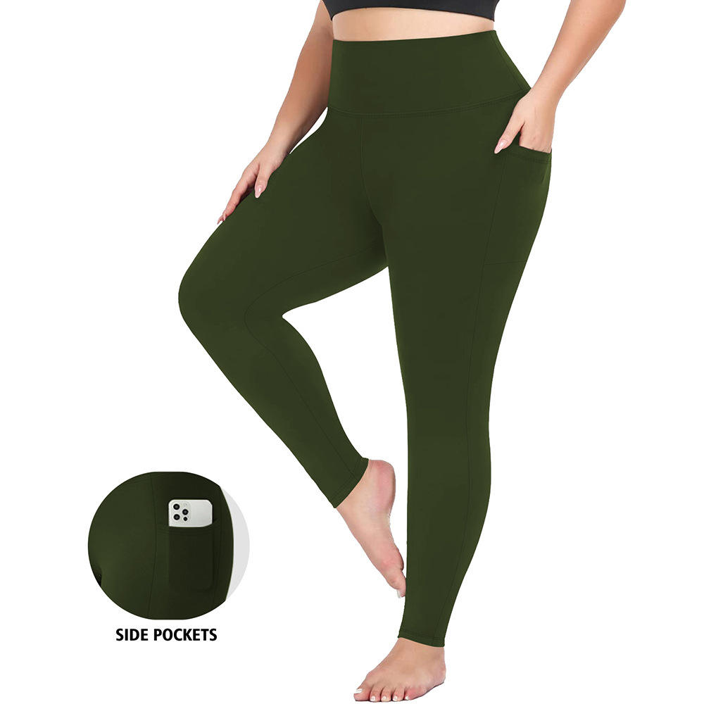 Plus Size Solid Yoga Pants for Women High Waist Four-Way Stretch