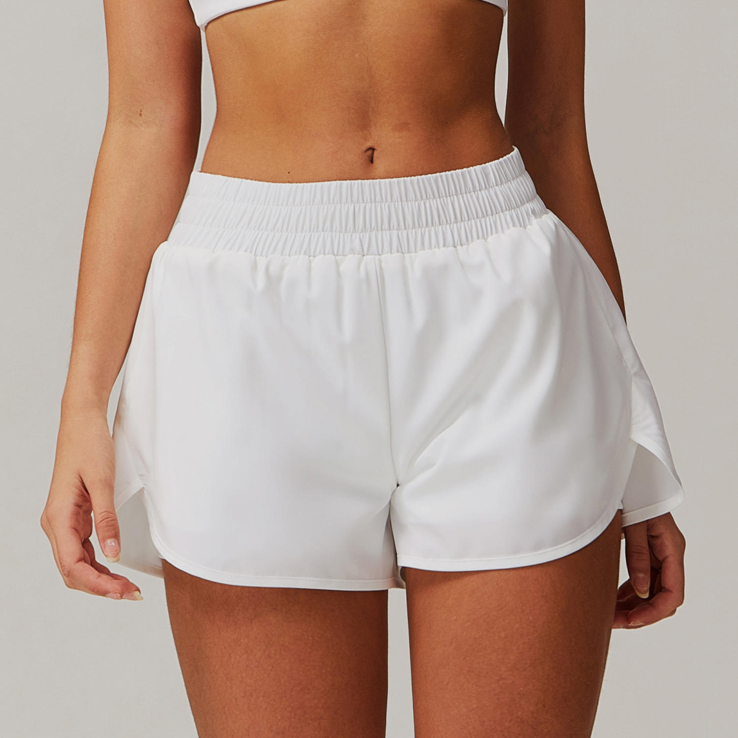 PocketBarelyThere Quick Dry Mid-Waist Yoga Shorts
