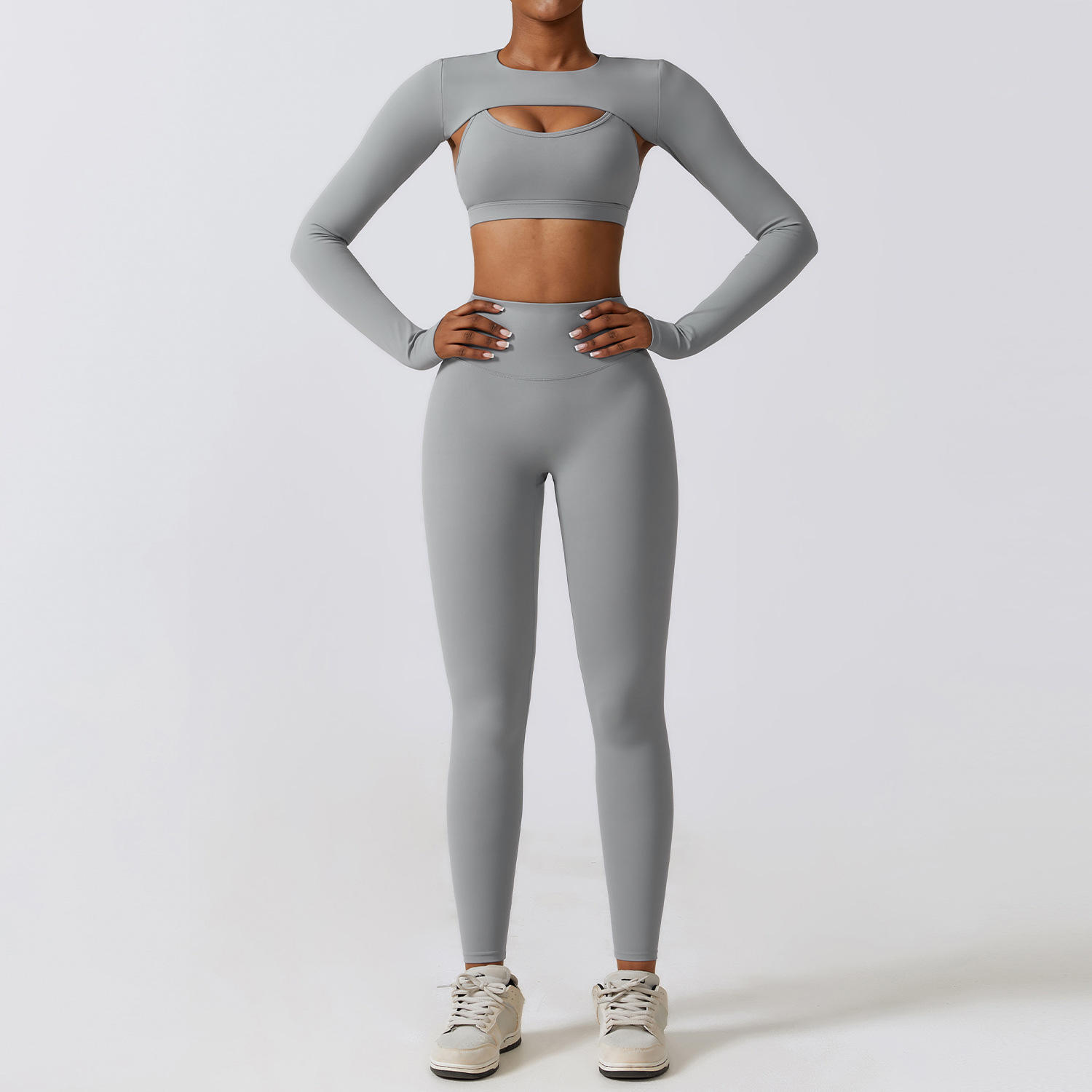 Autumn Winter Solid Tight Yoga Wear Three-Piece Set