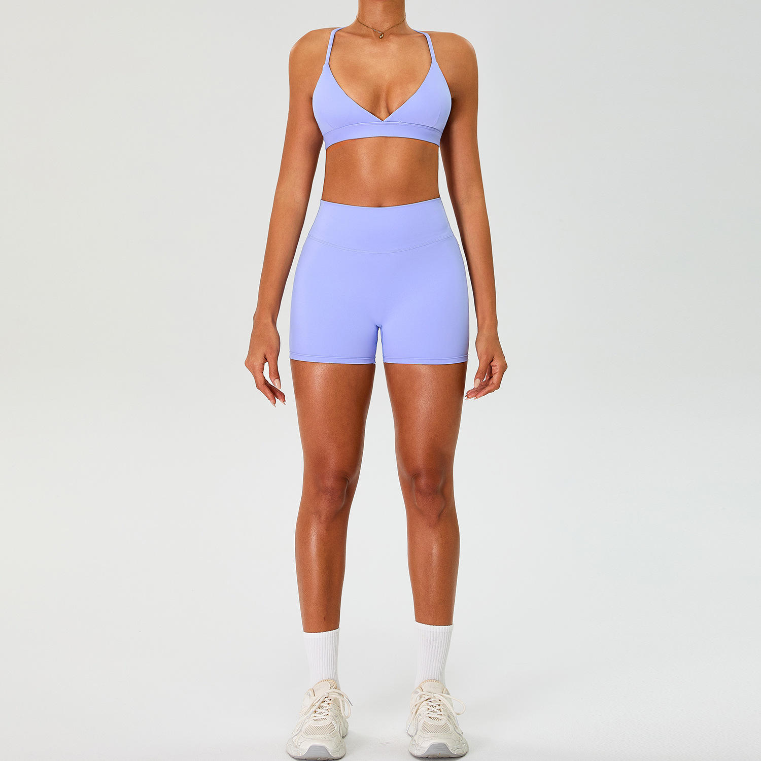 Breathable Crisscross Strap 2-Piece Sports Set with Hip-Lifting Design
