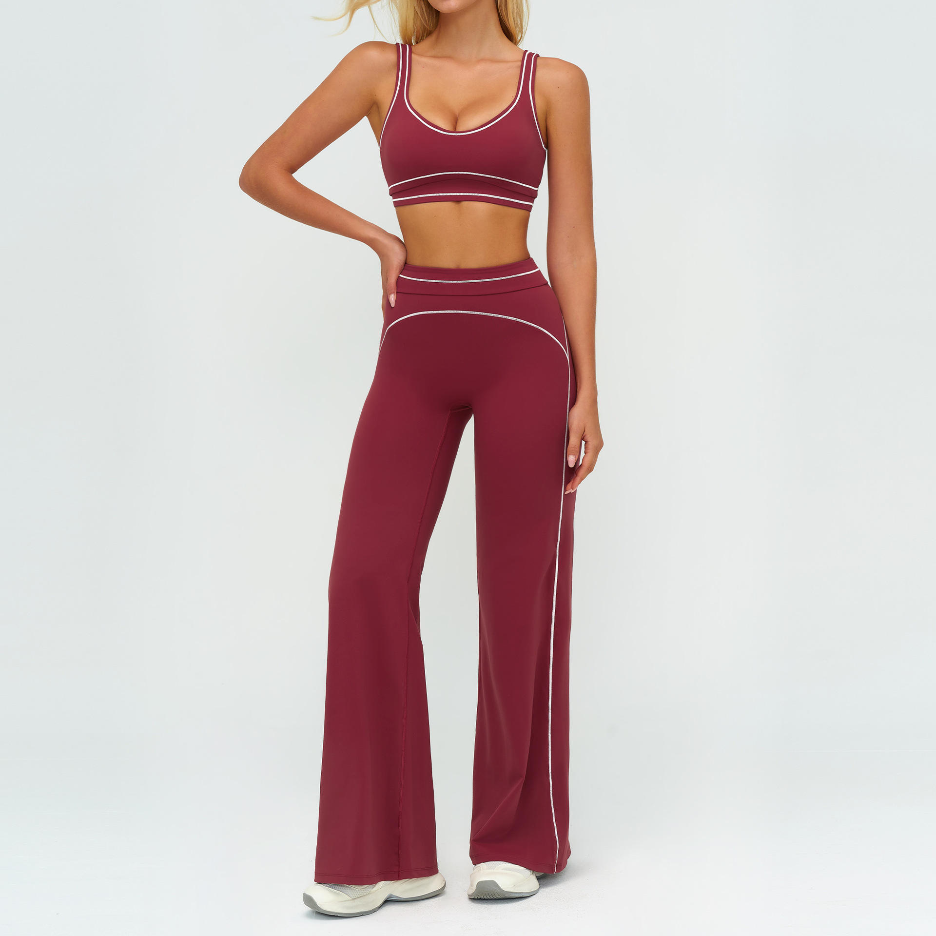 MCDUII Solid Breathable Brushed Plus Size 2-Piece Yoga Set with Double Shoulder Straps