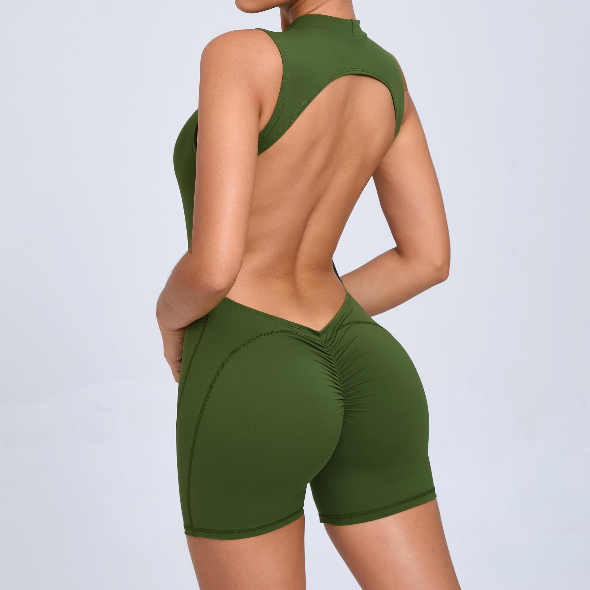 Sleeveless Back Hollow Yoga Sports Jumpsuit with Removable Chest Pad