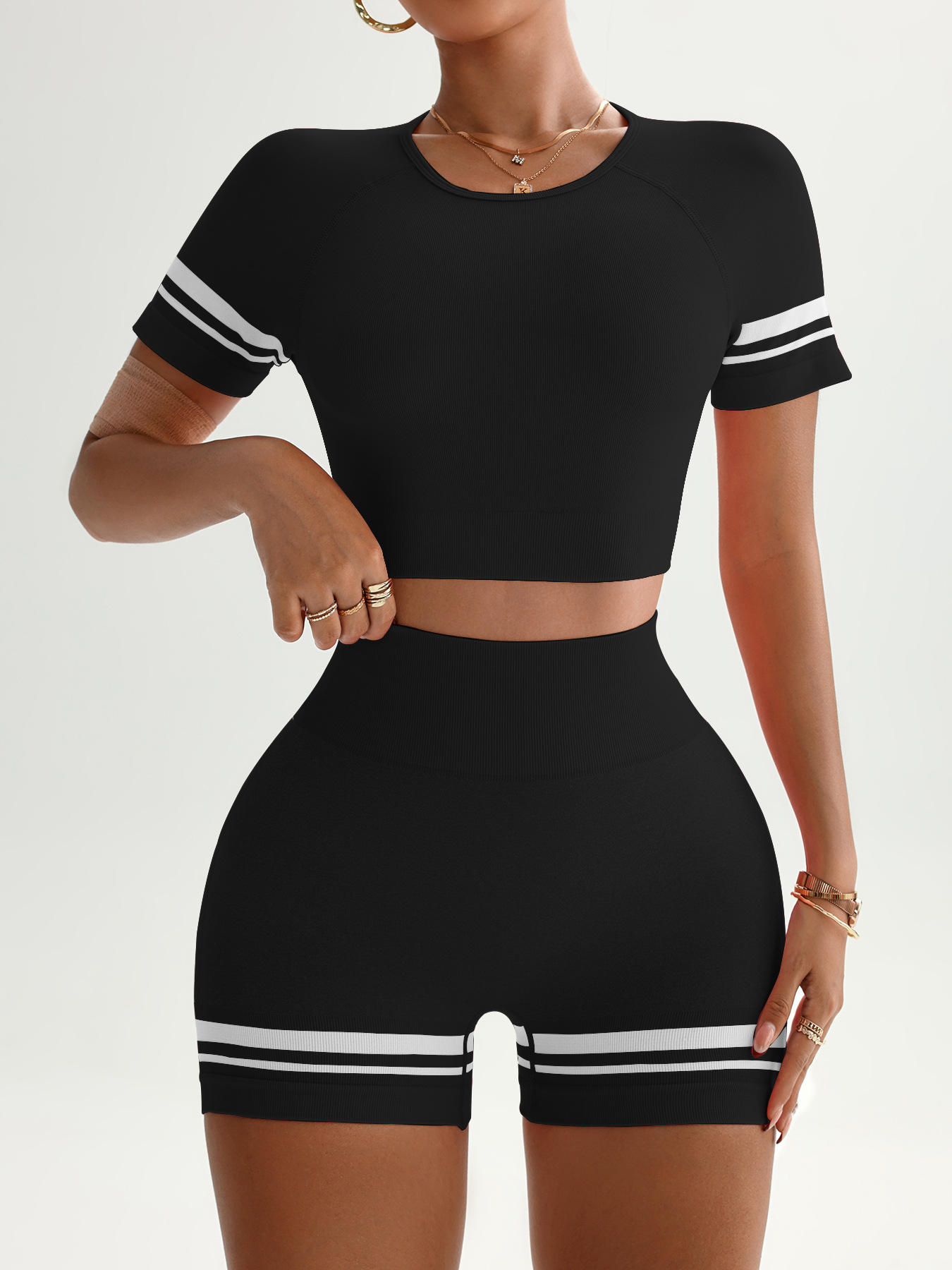 Plus Size Lightweight Seamless Two-Piece Set with High Waist
