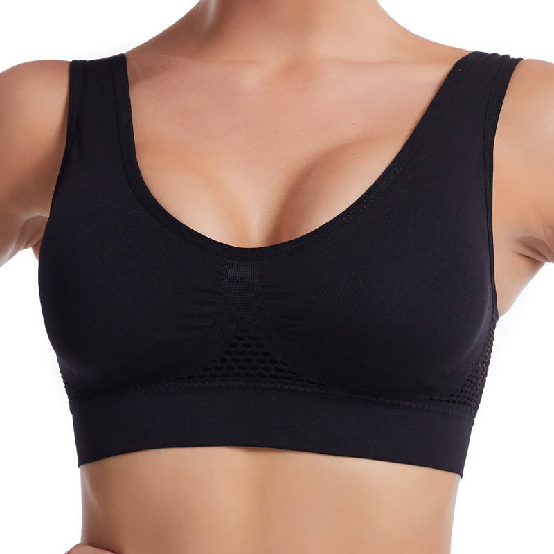 Yoga Sports Bra High Support Lightweight Breathable Cut Out Mesh Plus Size Wire-Free Vest for Women