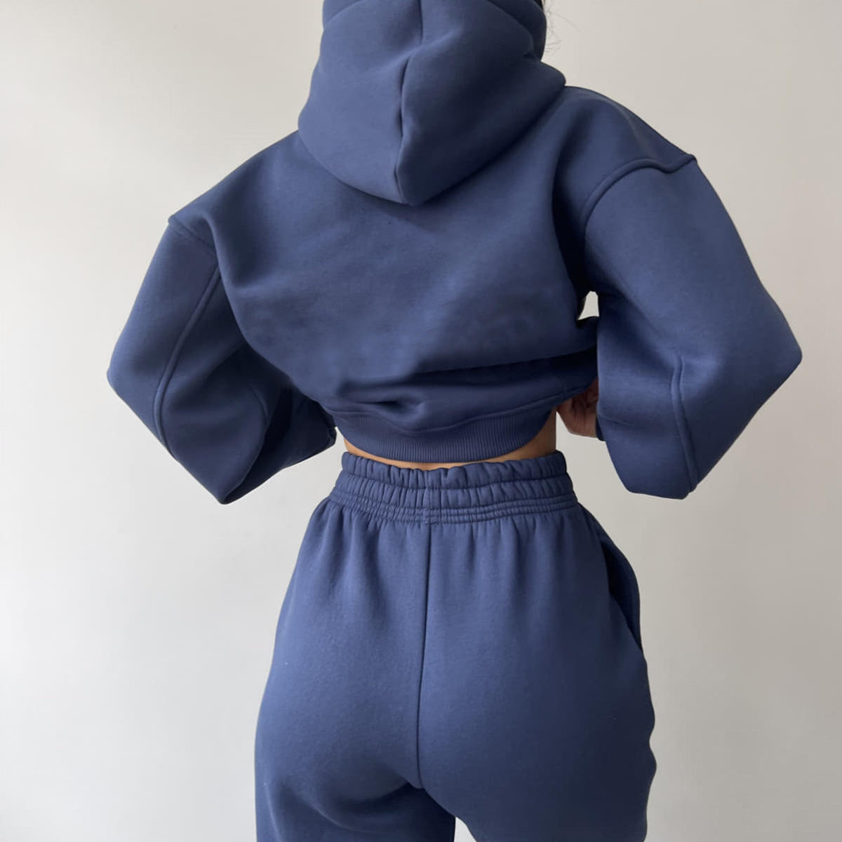 2025 Spring Autumn Long Hooded Sweatshirt and Pants Two-Piece Set for Women