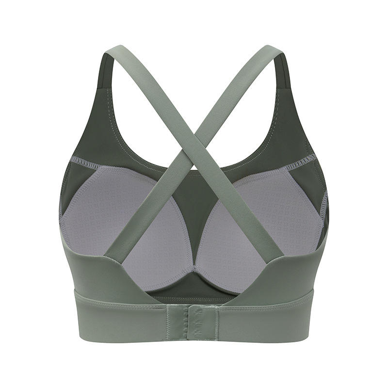 Blue Beauty Cross-Border New Cross-Back Fixed Cup Medium Support Anti-Bacterial Sports Bra