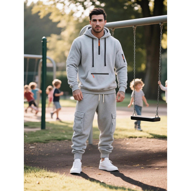 Winter Heavyweight Fleece Sweatshirt and Sweatpants Track Suit for Men