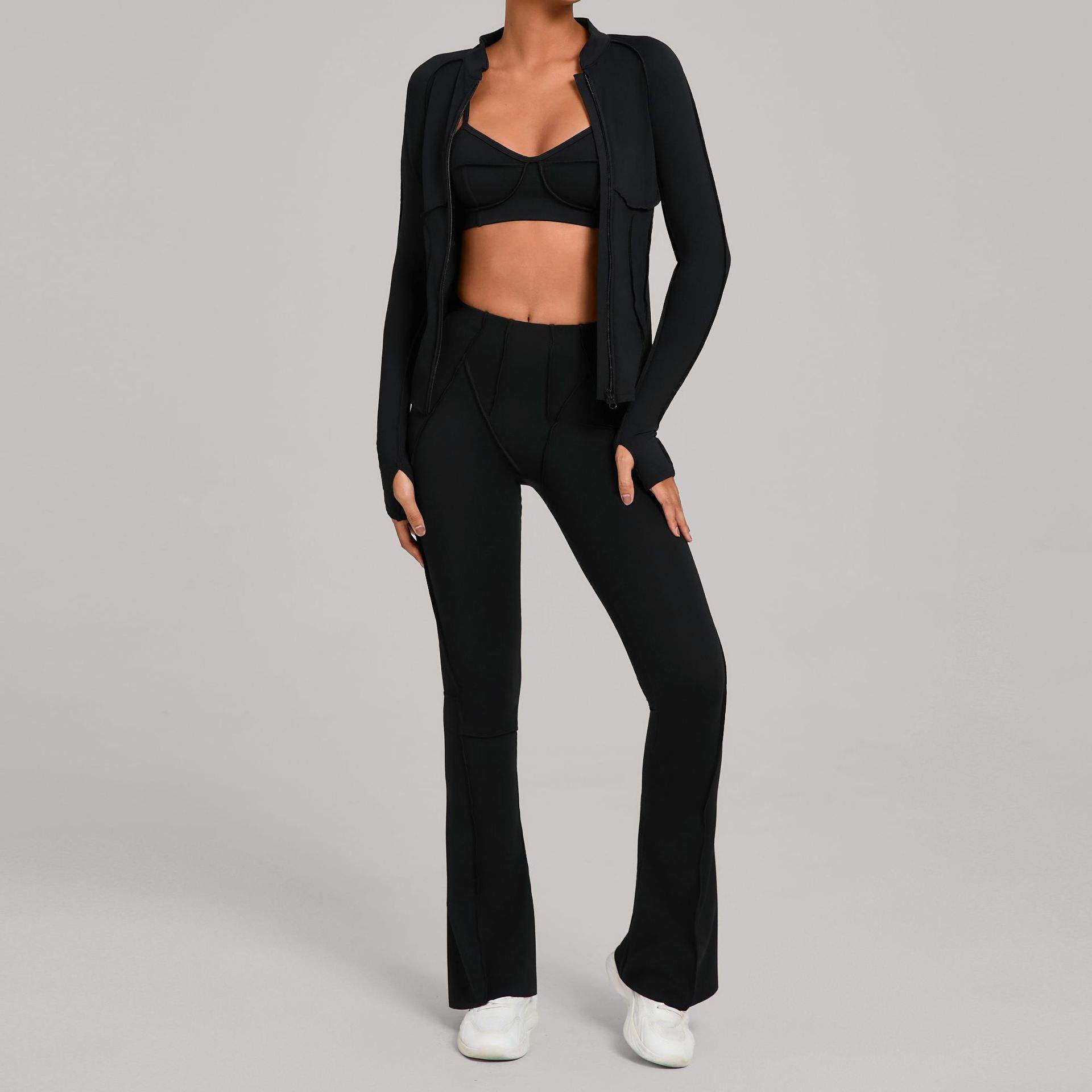Autumn Solid Sweat-Wicking High-Waisted Brushed Plus Size Yoga Set