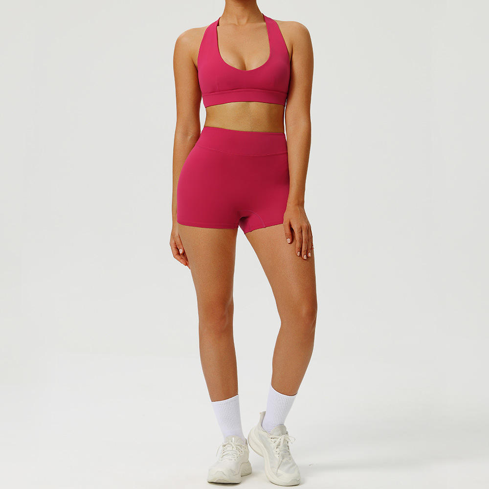 Solid Front Logo Women's Yoga Bra and Long Pants Set