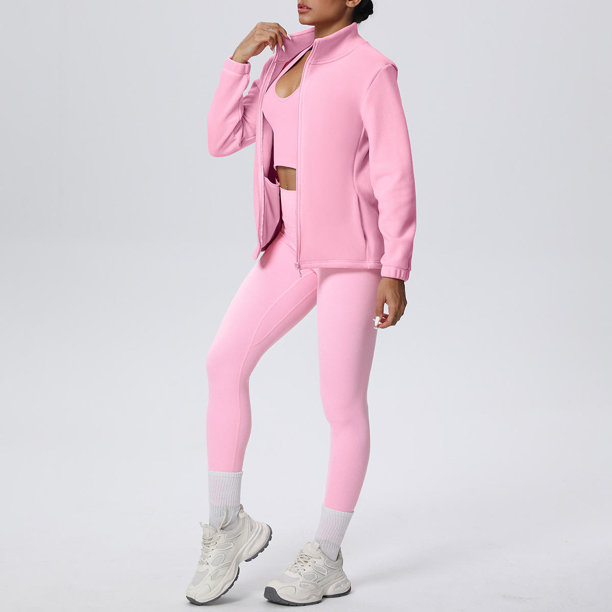 Waist High-Waisted Slim Fit Hip-Lifting Breathable Sweat-Wicking Four-Way Yoga Set for Women (Plus Size)