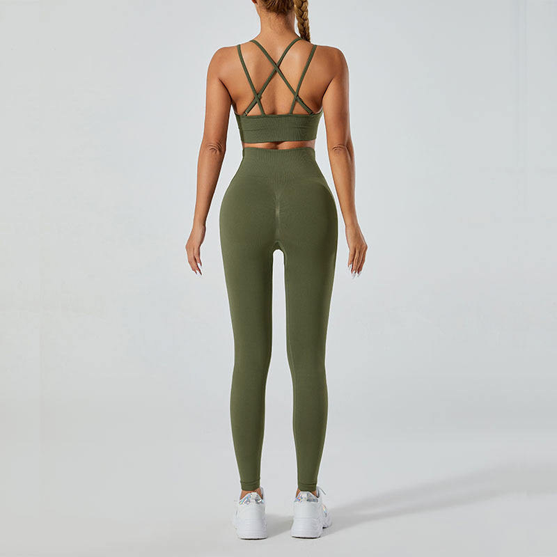 Yoga Outfit Set, Sexy Backless Yoga Vest and Nude High-Waisted Fitness Pants