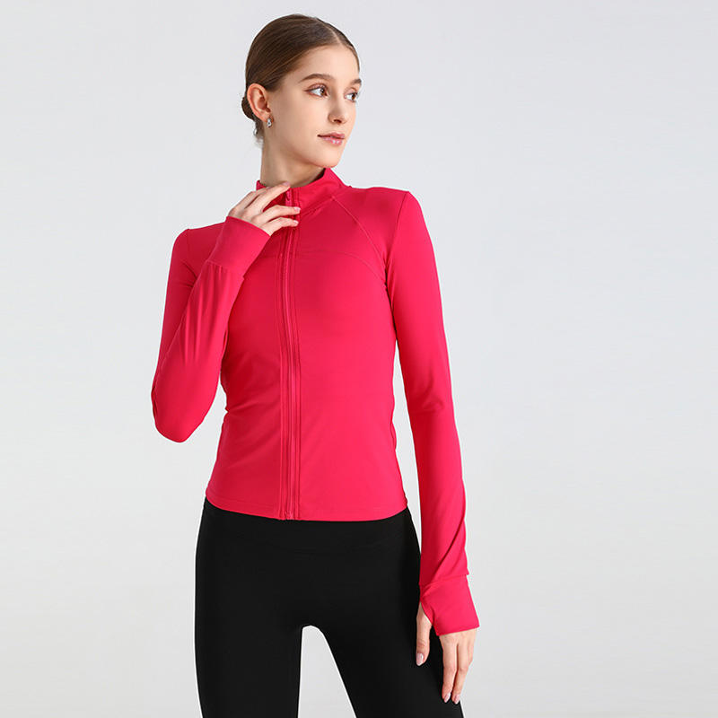 Autumn Winter Stand Collar Yoga Sports Long Sleeve Warm Jacket