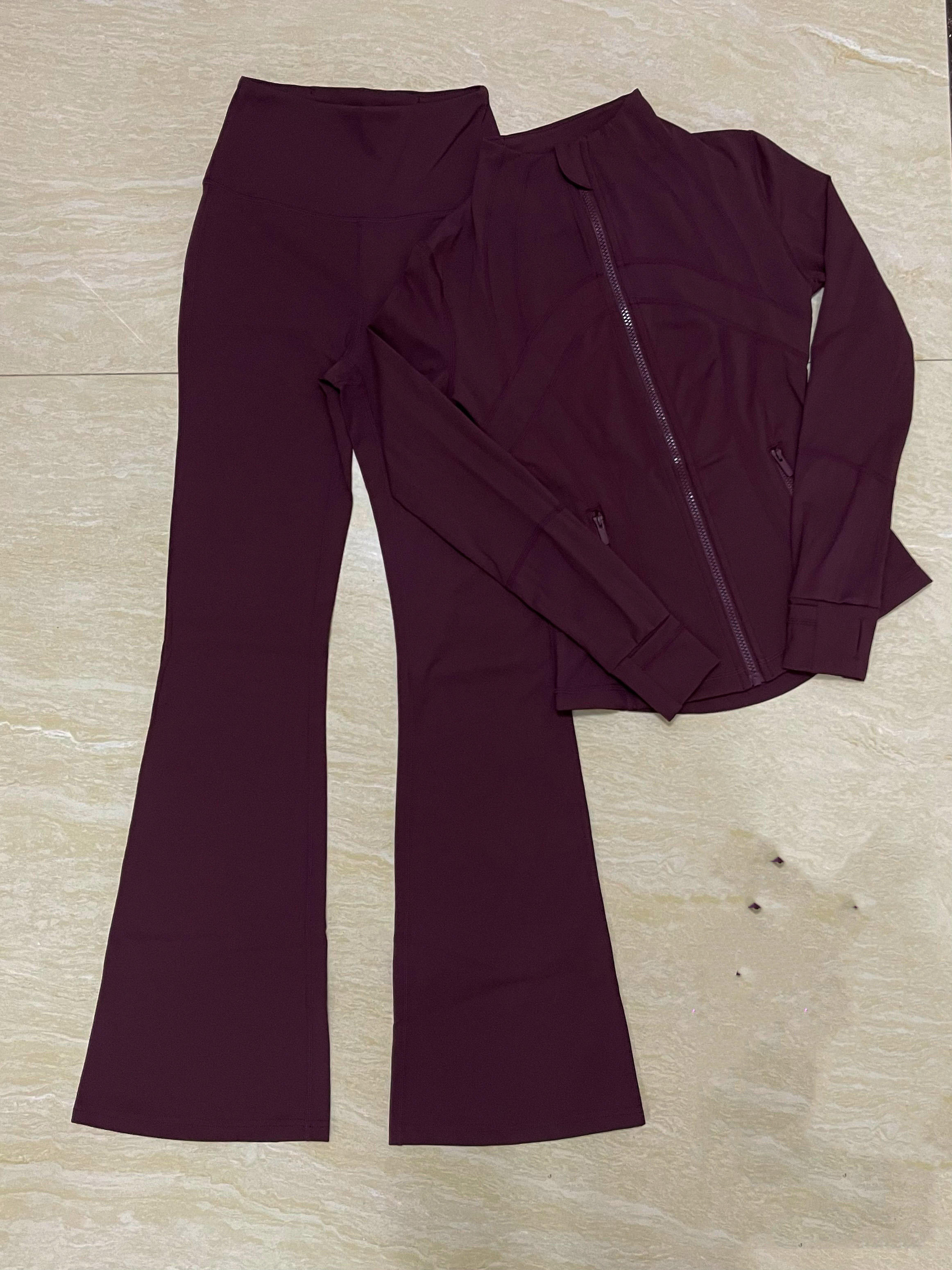 Solid Breathable Yoga Set with Zipper Tight 2-Piece Sports Fitness Outfit for Women