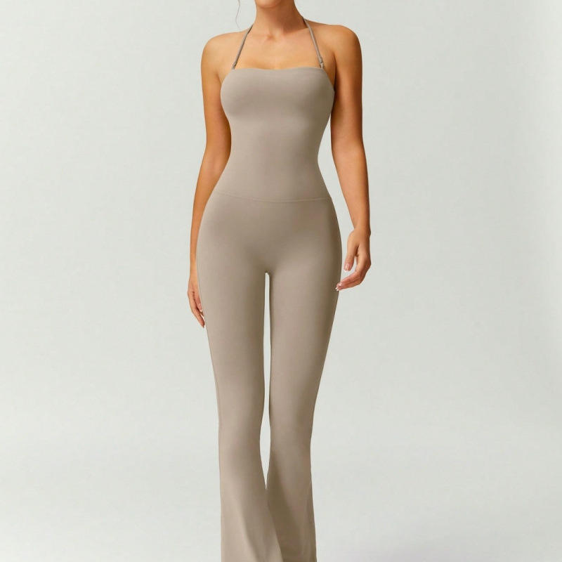 Summer Slim-Fit Flared Jumpsuit with Butt-Lifting Design