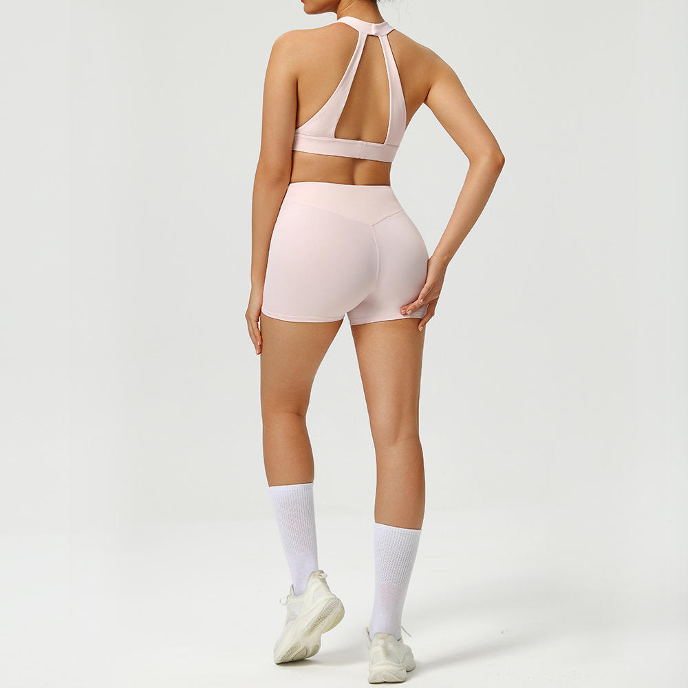 Solid Front Logo Women's Yoga Bra and Long Pants Set