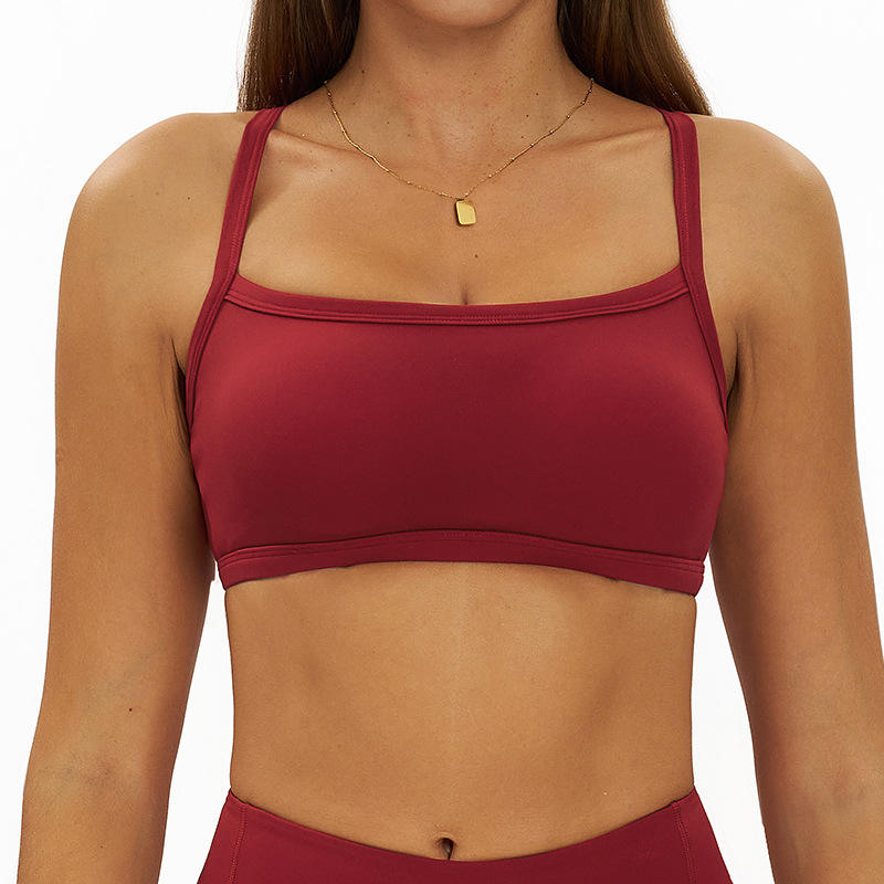 Cross Hollow Beauty Back High Support Yoga Bra Women's Contrasting Color Naked Feeling Quick-Drying Running Sports Fitness