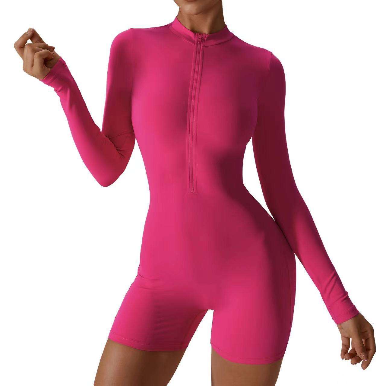 Full Sleeve Yoga Jumpsuit Women Sports Fitness Training Dance One-Piece Breathable Four-Way Stretch Viscose/Polyester Bodysuit