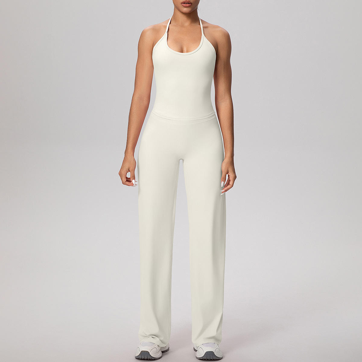 Solid Back Strap Halter Vest High Waist Slim Breathable Yoga Set
