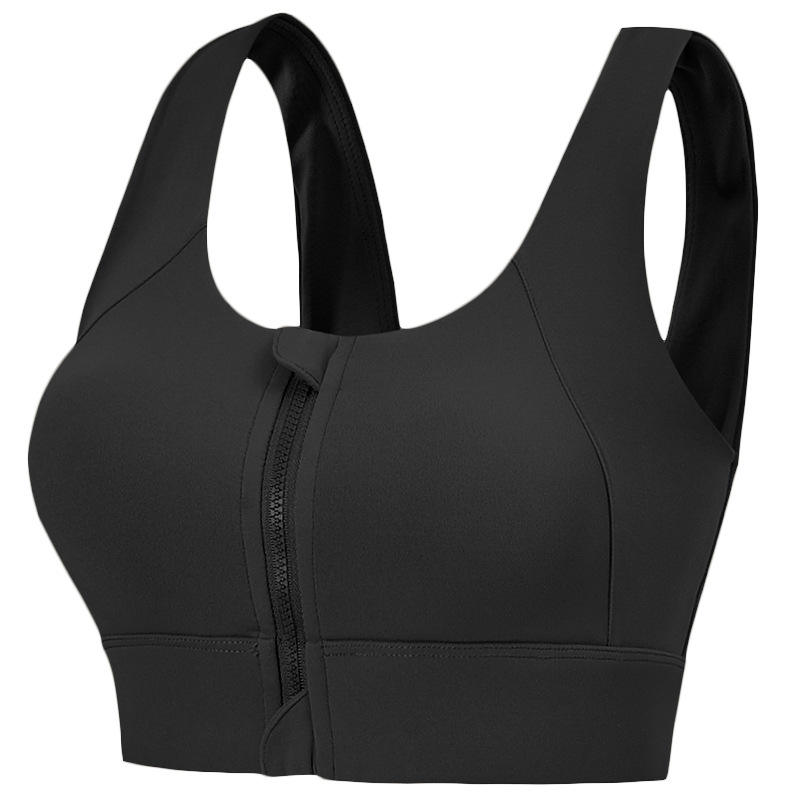 Women's High-Strength Shock-Absorbing Sports Bra with Front Zipper