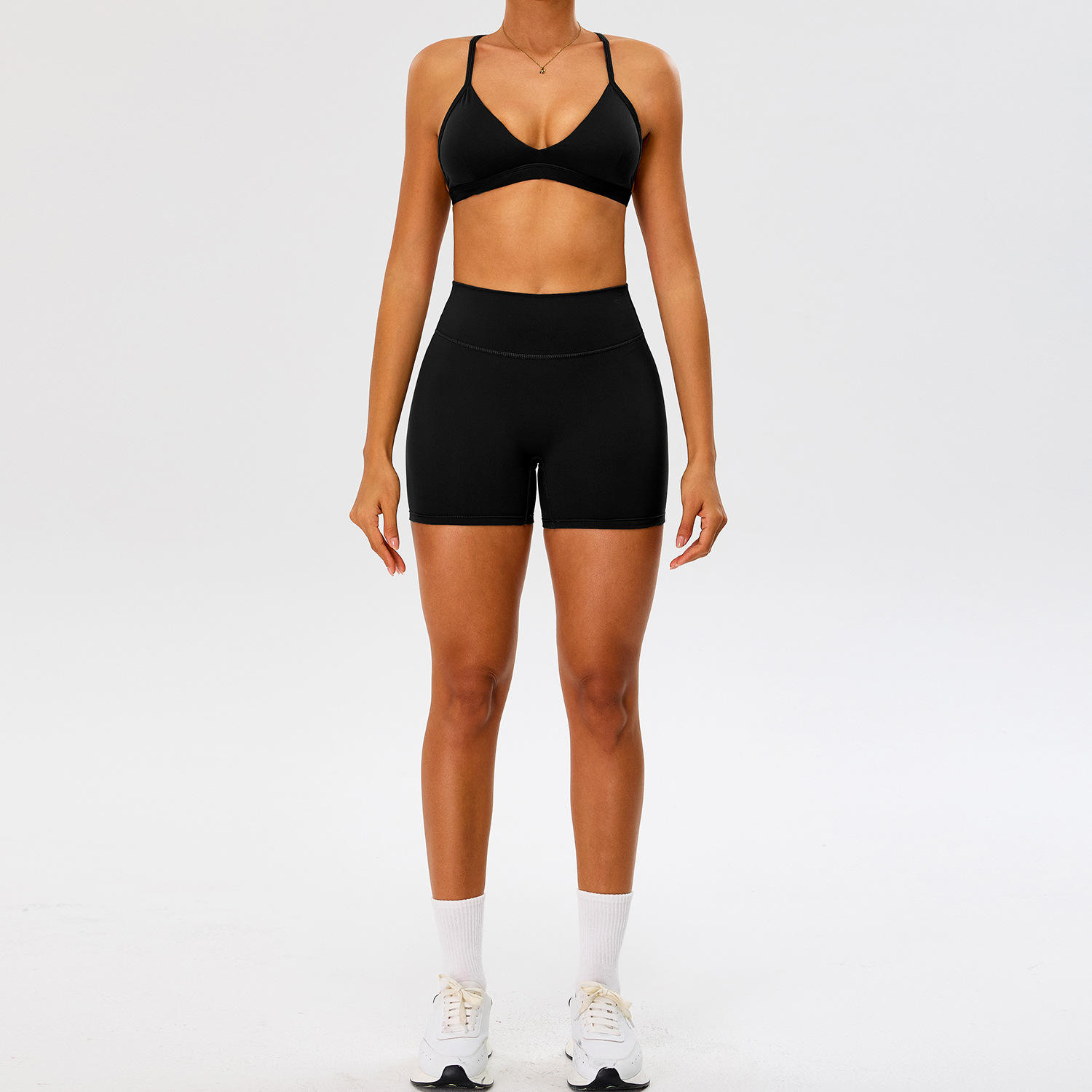Autumn Winter Double Brushed Racerback V-Neck Yoga Set for Women