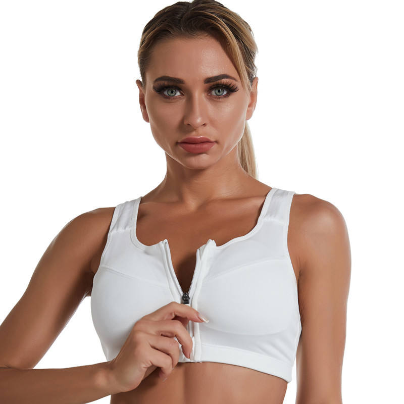 Front Zipper Breathable Eco-Friendly Four-Way Stretch Spandex/Nylon Medium Support Plus Size Underwire Push-Up Quick Dry Sports
